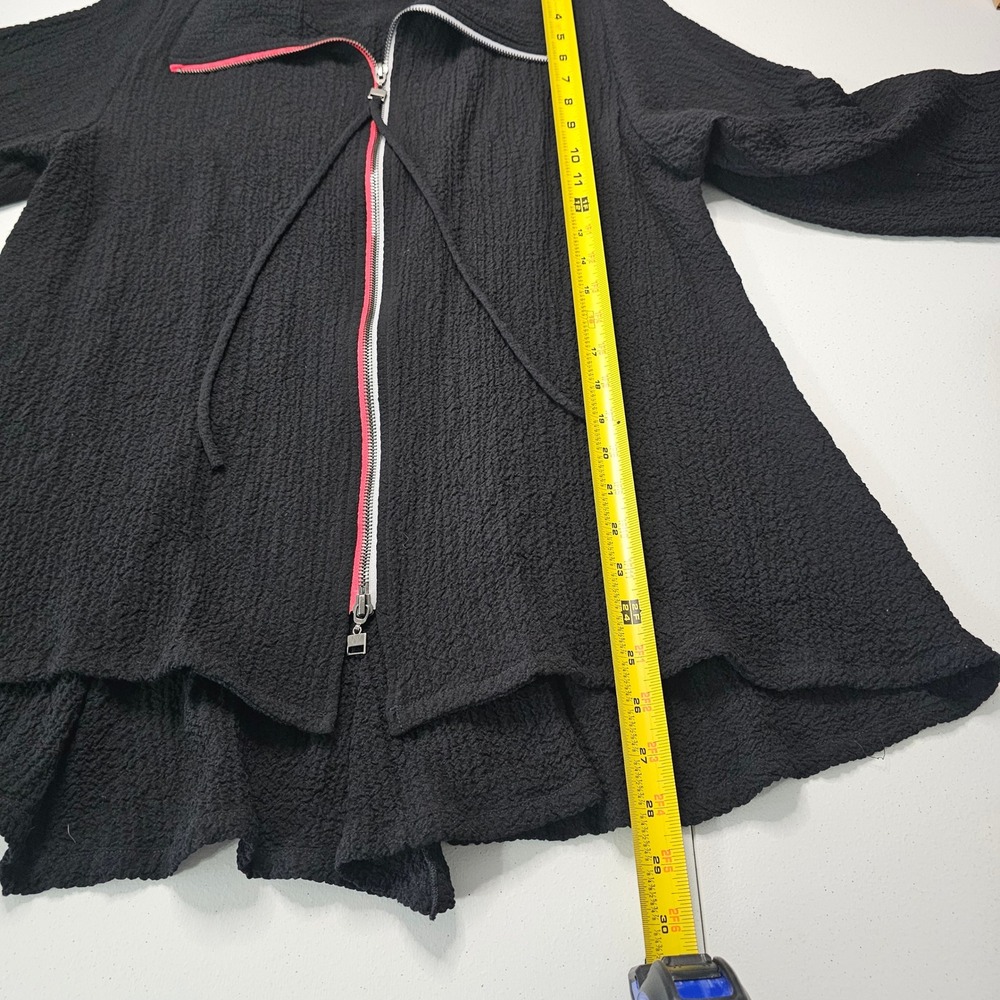 Kiyo Zip Tunic Tank Set XS/M Black Red Lagenlook Oversized Textured Crinkle 2pc - Picture 14 of 16